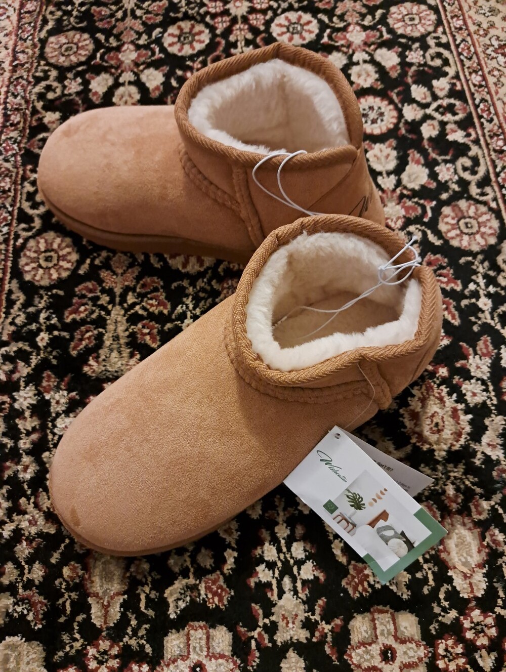 WISHCOTTON Tan Fleece-Lined Slip-On Boots